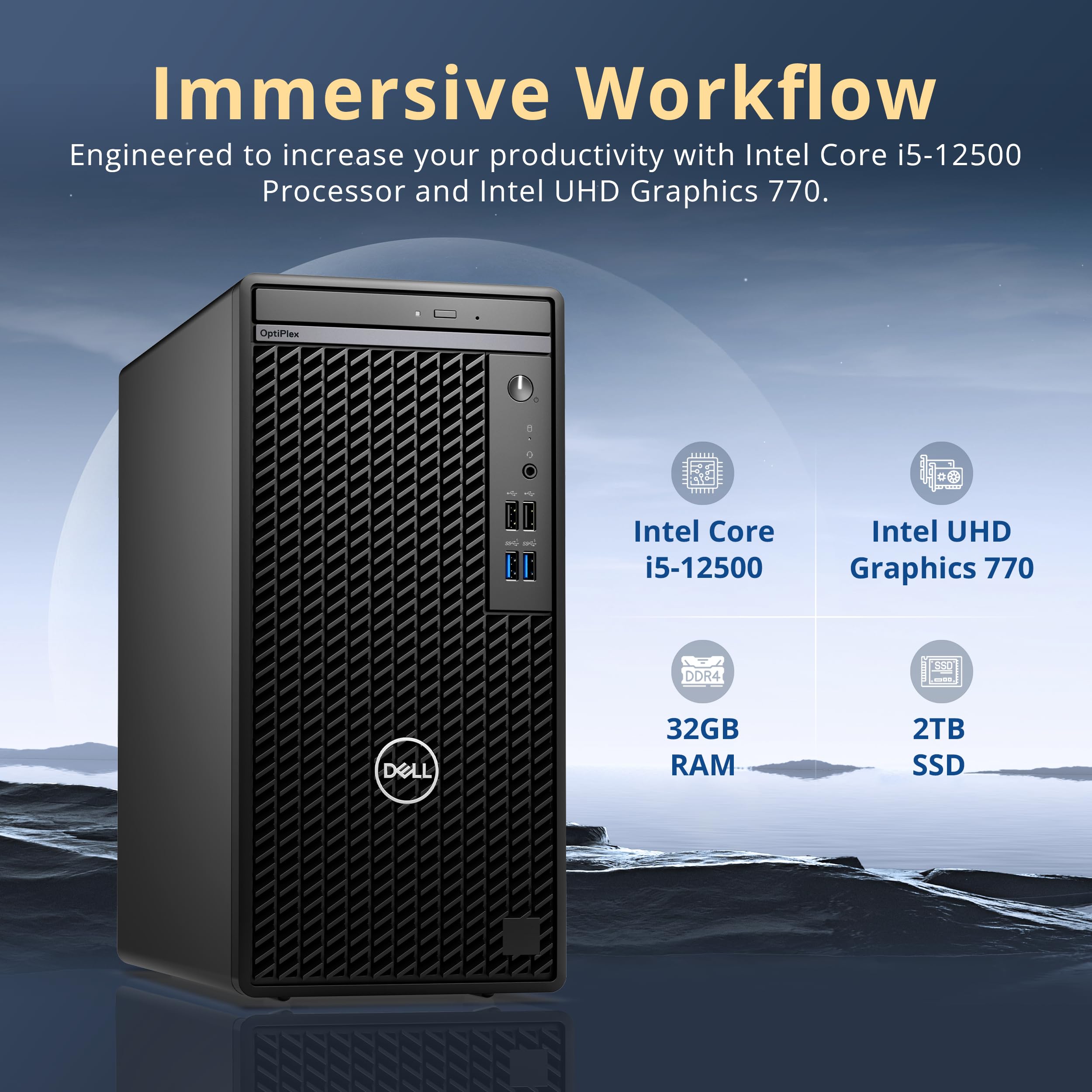 Dell OptiPlex 3000 Tower Business Desktop, Intel i5-12500, 32GB