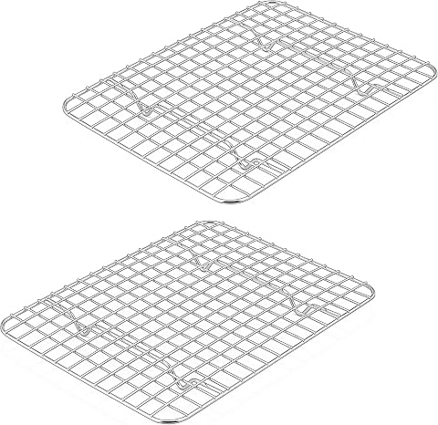 Herogo Rejilla de enfriamiento pequeña, juego de 2 rejillas de enfriamiento de acero inoxidable, 25 x 19 x 2 cm, aptas para pequeñas bandejas para hornear, rejilla de metal para tartas, galletas, pan