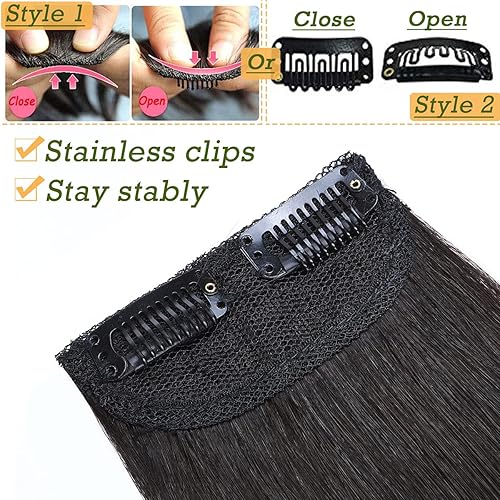 Miniatura 4 de SEGO Extensiones de cabello humano Remy con clip, 2 clips, horquilla invisible sin costuras para mujeres con cabello adelgazante que añade volumen