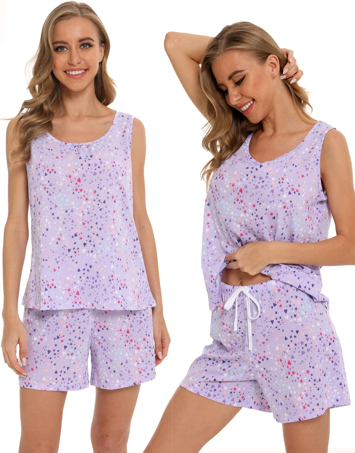 ENJOYNIGHT Women's Pyjama Sets Cotton Print Nightwear Tank Top and Shorts Sleepwear Soft Loungewear Summer Pjs Set 3 81pXpe8PoaL. AC SL1500