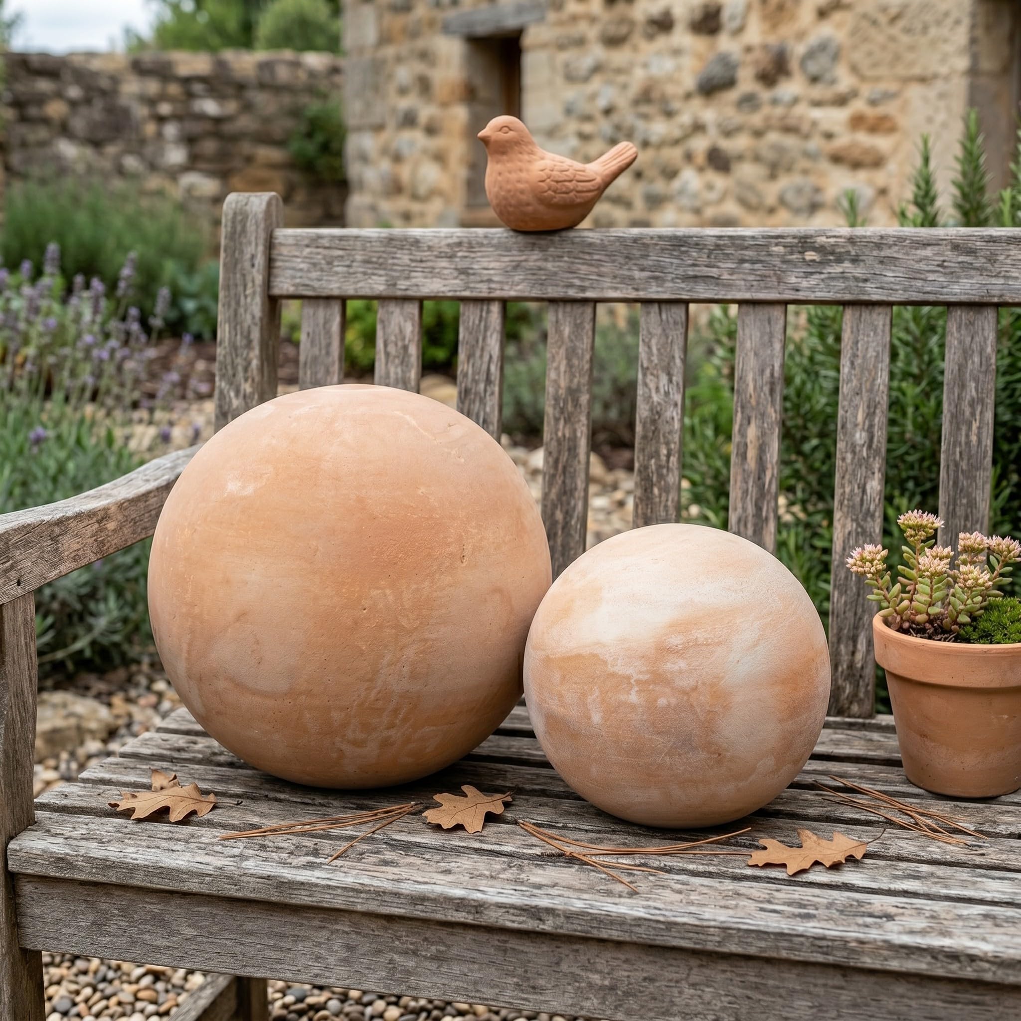teramico Boules en Terre Cuite massives pour Durer : formées à la Main, résistantes au Gel et dans de Nombreuses Tailles pour Le Jardin (12cm, 16cm, 20cm et 28cm)