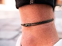 Vista 17 de Made by Nami Surfer Anklet with Snap Hook Clasp Waterproof & Adjustable Thin String Ankle Bracelets for Women and Men Handmade Jewelry for Beach and