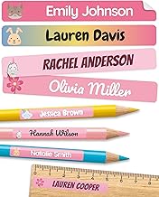 Personalized Kids Name Labels for Pencils Pink [75pcs] - Waterproof Name Stickers for School & Daycare - Pencil Custom Name Stickers - Children Name Stick On Labels for Pens (2.0”x0.3”)