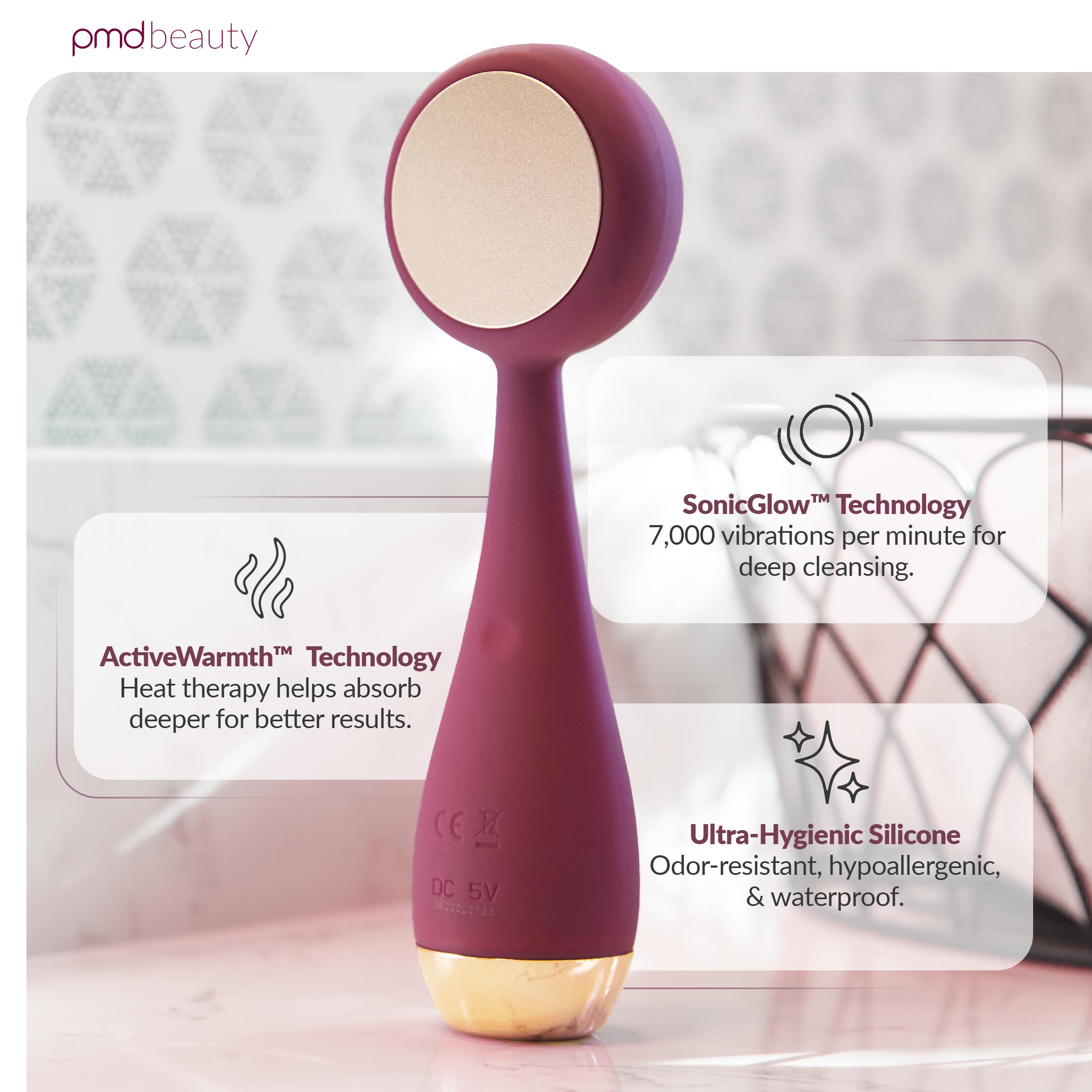 PMD Clean Pro - Smart Facial Cleansing Device with Silicone Brush & ActiveWarmth Anti-Aging Massager