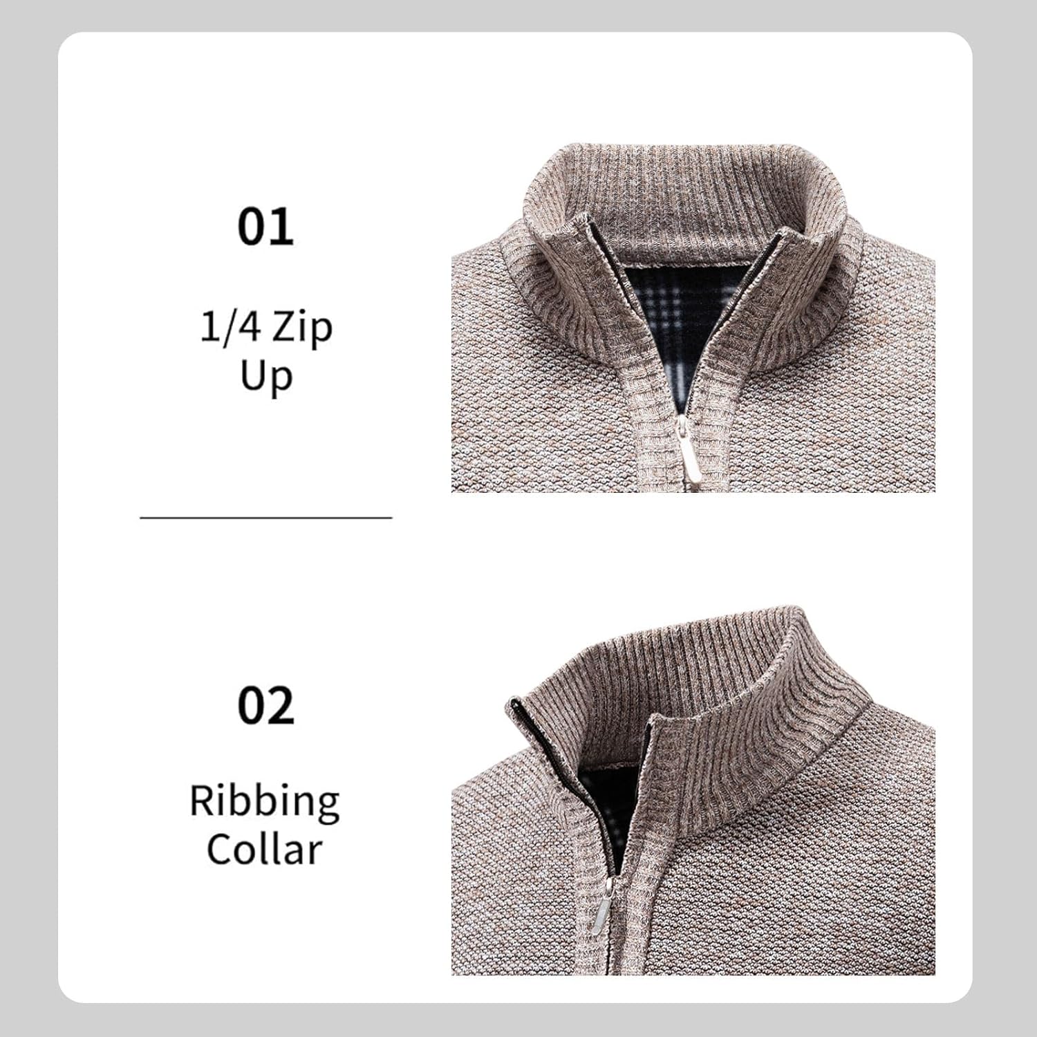 Mens Sweate Quarter Zip Striped Pullover Color Block Knit Sweaters for Men, Long Sleeve Casual Polo Sweatershirt