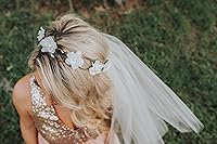 Vista 2 de Velo de corona de flores - Velo de despedida de soltera - Trenzado - Blanco roto