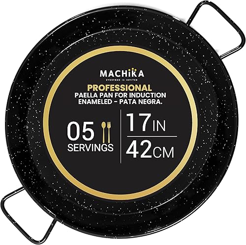 Machika Sartén para paellas, utensilios de cocina de inducción profesionales, sartén antiadherente de acero esmaltado para cocinar comida