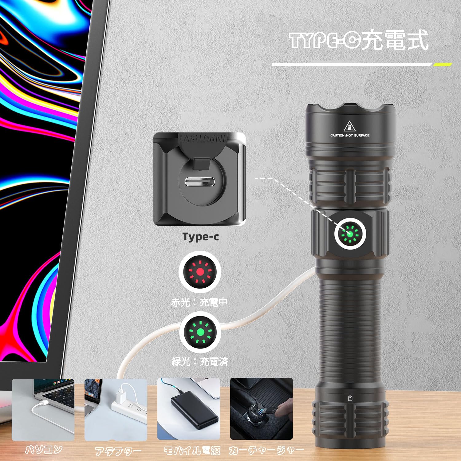 Amazon.co.jp: タクティカルライト LED懐中電灯 1200ルーメン 高輝度