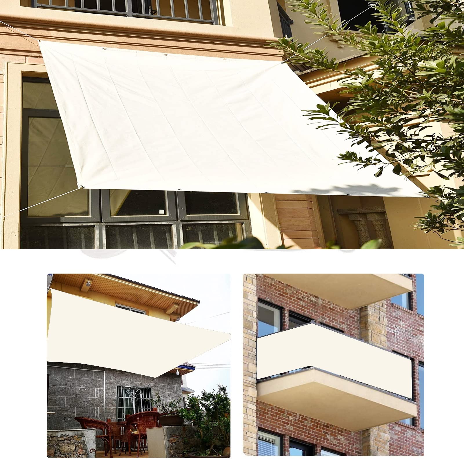 YOUNGC Toldo protección Solar 1,2x4m protección UV jardín terraza Camping Cortavientos para Porche, Exterior, terraza, balcón, Blanco
