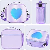 Vista 7 de Samhe Lonchera para niños y niñas, bolsa de mano aislada con diseño de arco iris, a prueba de fugas, térmica, reutilizable, para la escuela