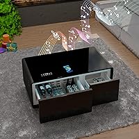 LIVTAB LT90 Smart Coffee Table with Built-in Fridge, 93L Cooling, 20W Bluetooth Speakers, 15W Wireless Charging - Black Living Room Essential