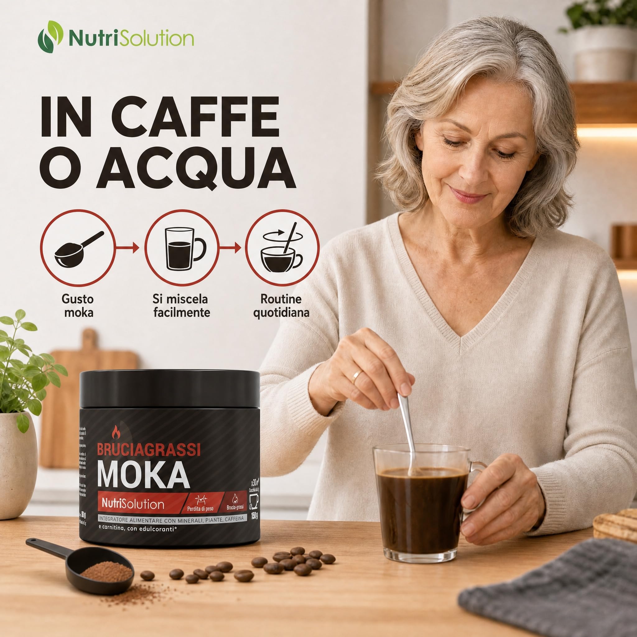 NutriSolution Bruciagrassi Moka - 3 confezioni | Integratore alimentare | 450 g | Prodotto in Francia