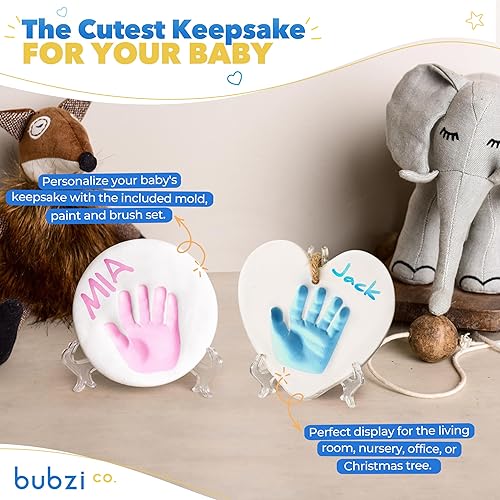 Miniatura 4 de Bubzi Co Kit de recuerdo de mano y huella de bebé, adorno de recuerdo para recién nacido, para regalos personalizados y decoración de guardería, kit