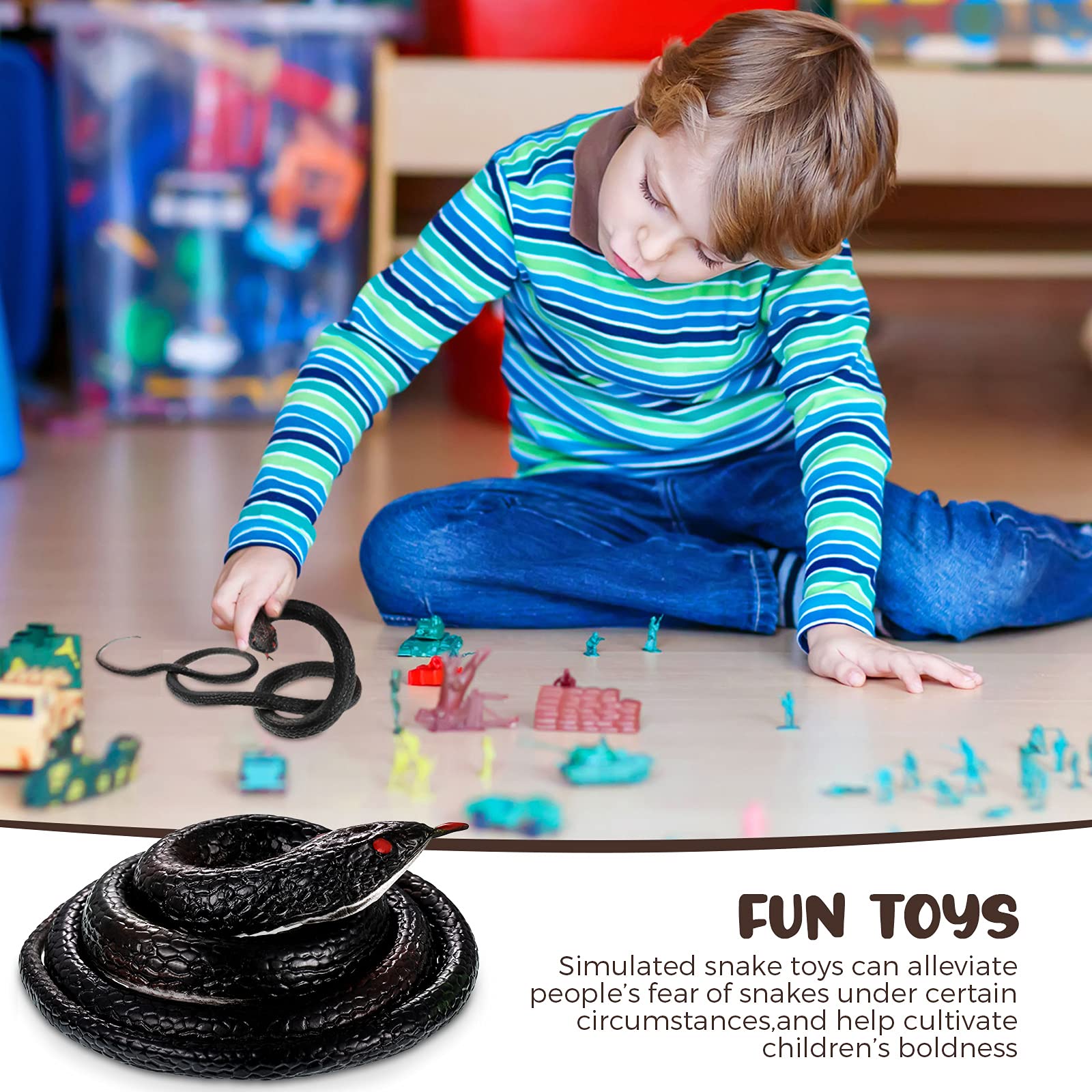 Snake Toy Snakes, Realistic TPR Black Mamba Snake Toy, Bathtub Floater