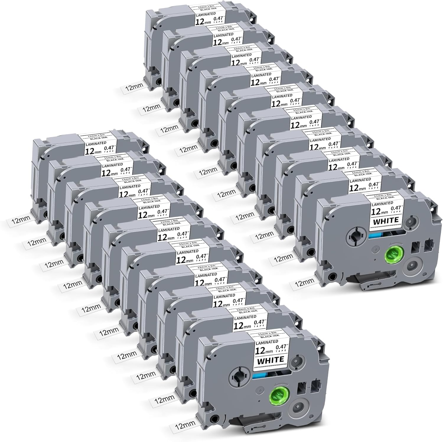 20 Pack Tz-231 12mm 0.47 Laminated White Tze Label Tape Compatible for Brother Tze-231 Refill Work for Ptouch Label Maker PTD220 PTH111 PTD210 PTH110 PTD600 PTD200 PTD410, Black on White, 1/2' x 26.2'