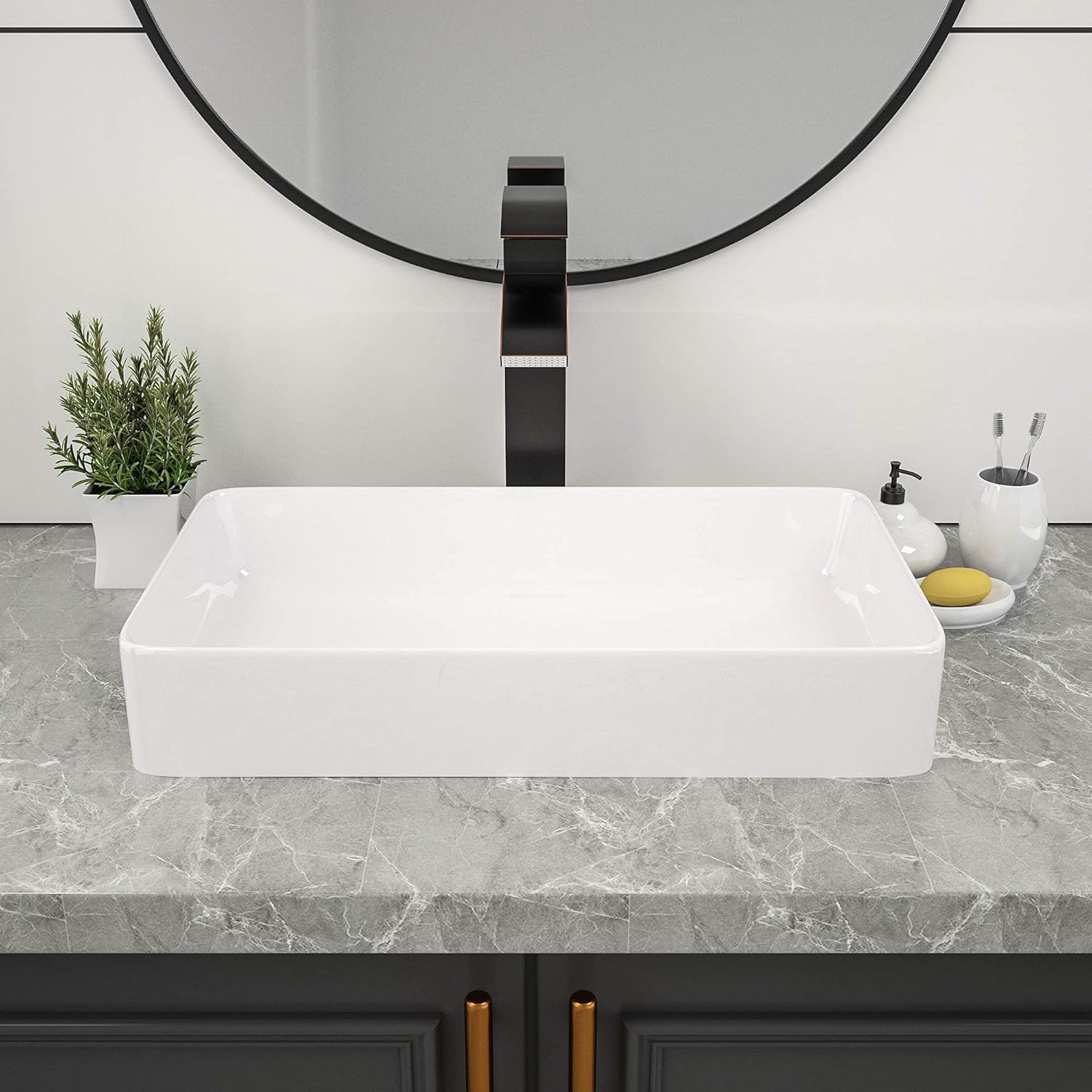 🔥 Hоt Dеаlѕ Vessel Sink Rectangle - Couoko 24x14 Modern Bathroom Sink Above Counter White Porcelain Ceramic Vessel Vanity Sink Art Basin