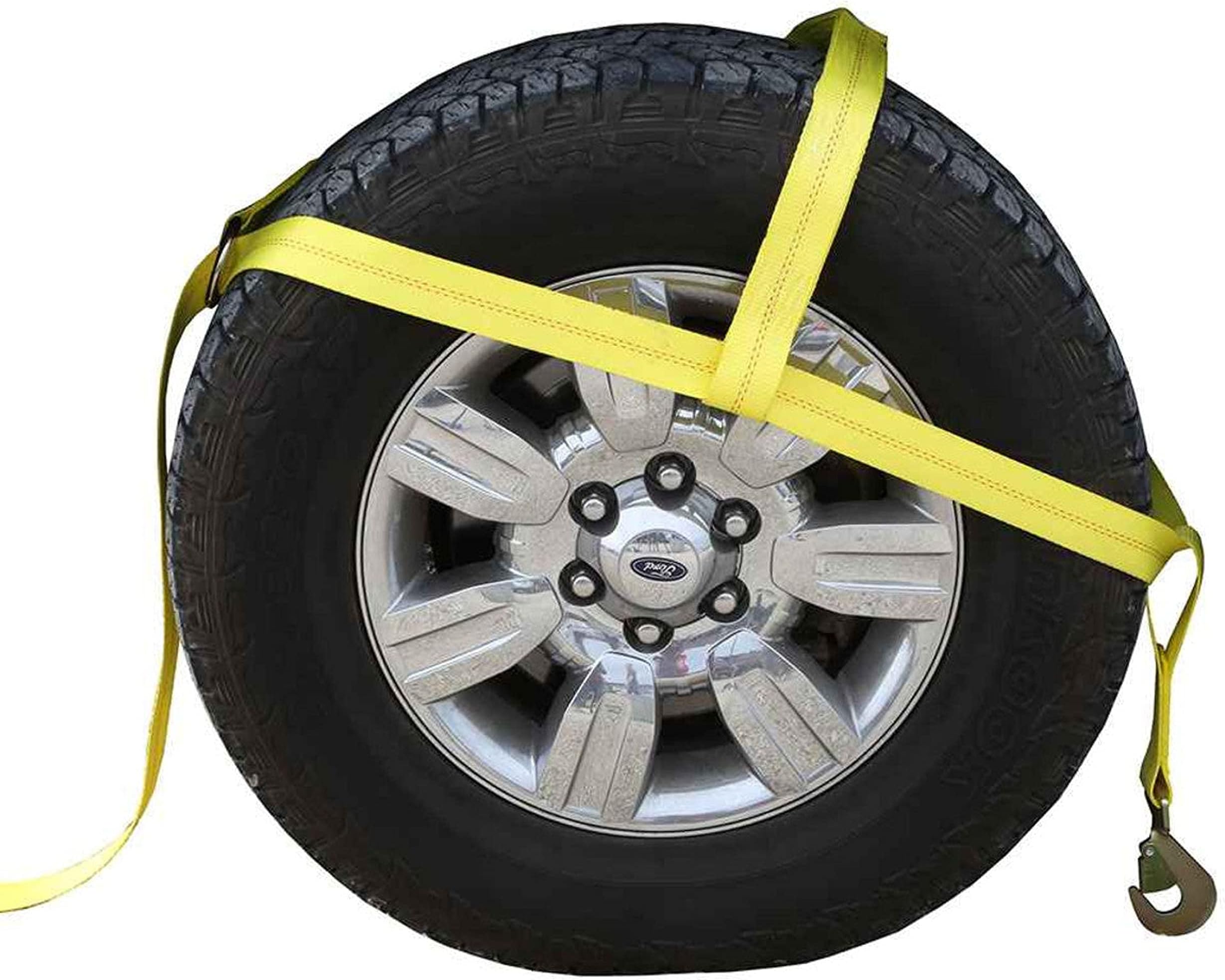 US Cargo Control Adjustable Tow Dolly Strap - 3,333 Lb Capacity With Snap Hook (Yellow)