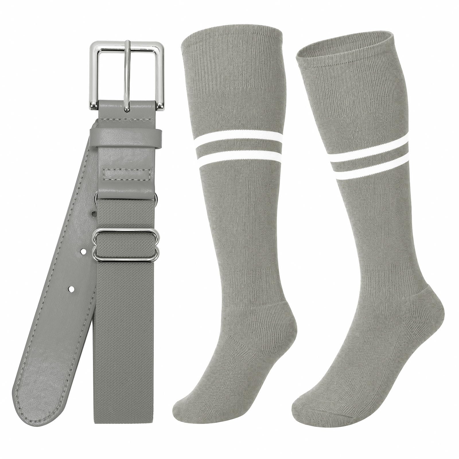 XZQTIVE Baseball Softball Socks and Belt Combo Set Adjustable Softball Socks and Elastic Belt for Kids Youth Adult