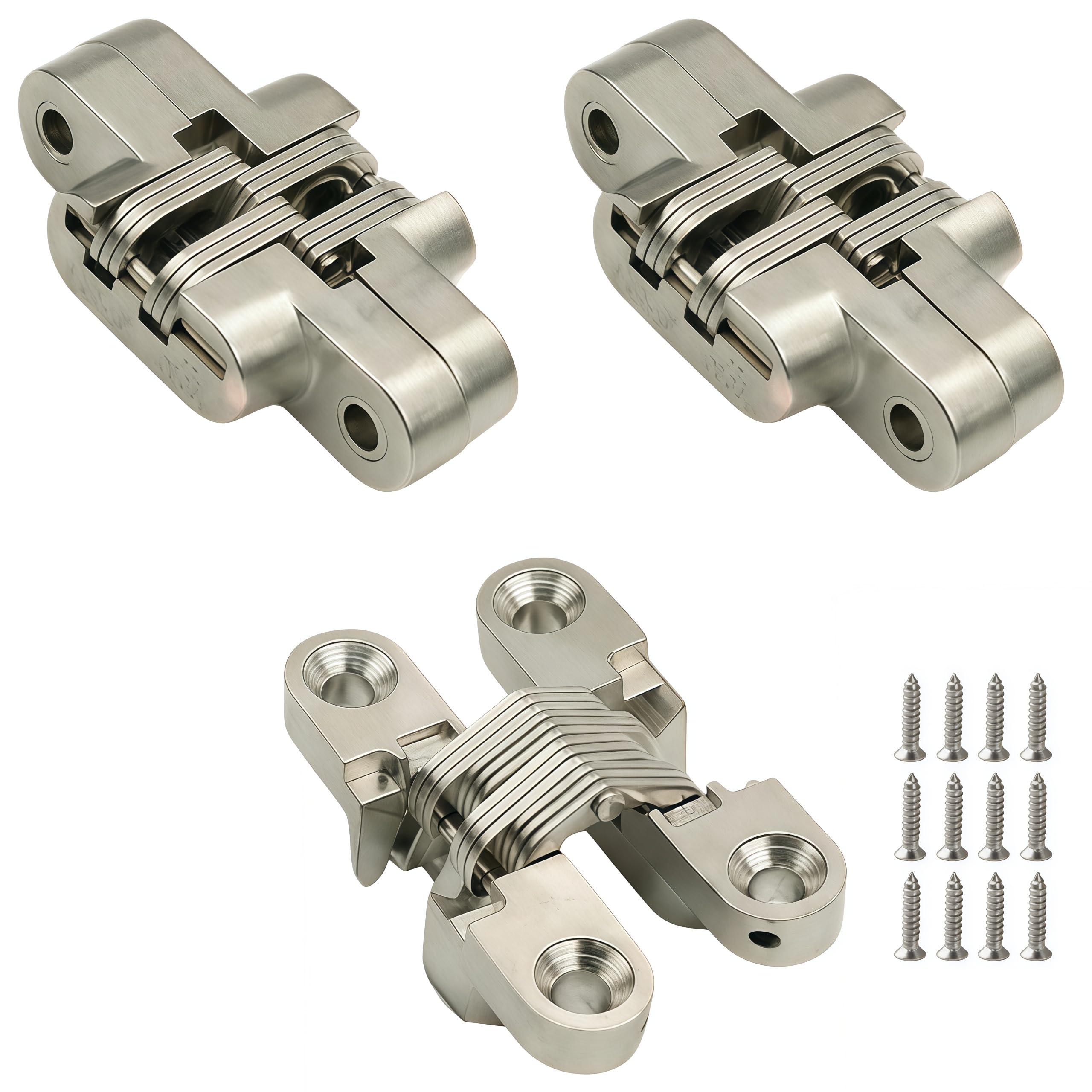 Charnières pliantes 180° lot de 3 charnières en croix pour meuble discret