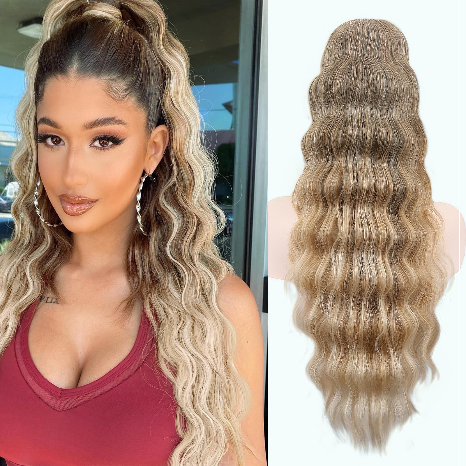Amazon.com : NOSTALGIA Ombre Blonde Ponytail Extension 26”Long 