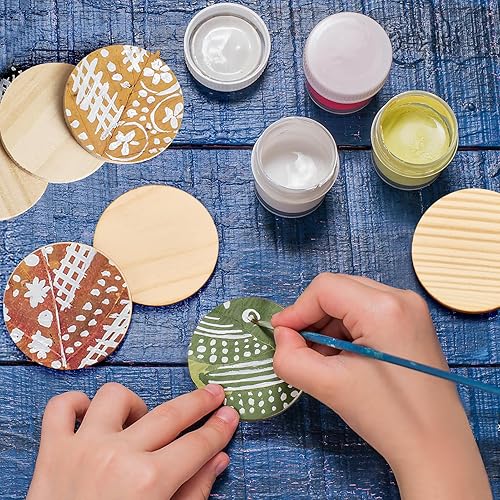 Miniatura 7 de 100 piezas de círculos de madera pequeños de 2 pulgadas, discos redondos sin terminar, adornos de madera en blanco para manualidades, proyectos