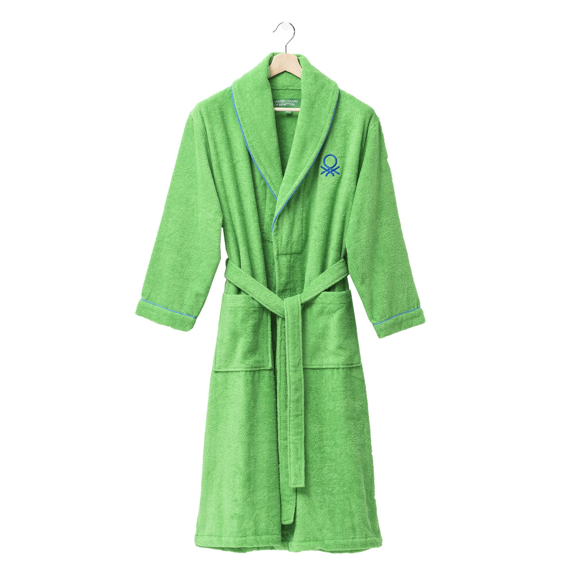 UNITED COLORS OF BENETTON. Set di Biancheria Benetton Verde: 2 x Accappatoio M/L 360, Set di 2 Asciugamani (50 x 30 cm + 90 x 50 cm) 450, Tappeto da Bagno 50 x 80 cm 750 gsm, 100% Cotone, 5 unità