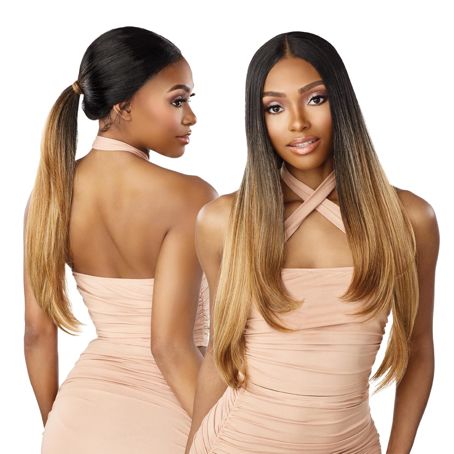 Sensationnel Butta 360 Lace Wigs - Unit 7 Wider Parting 360 Degree Lace Glueless Synthetic Preplucked Hairline (1 JETBLACK)