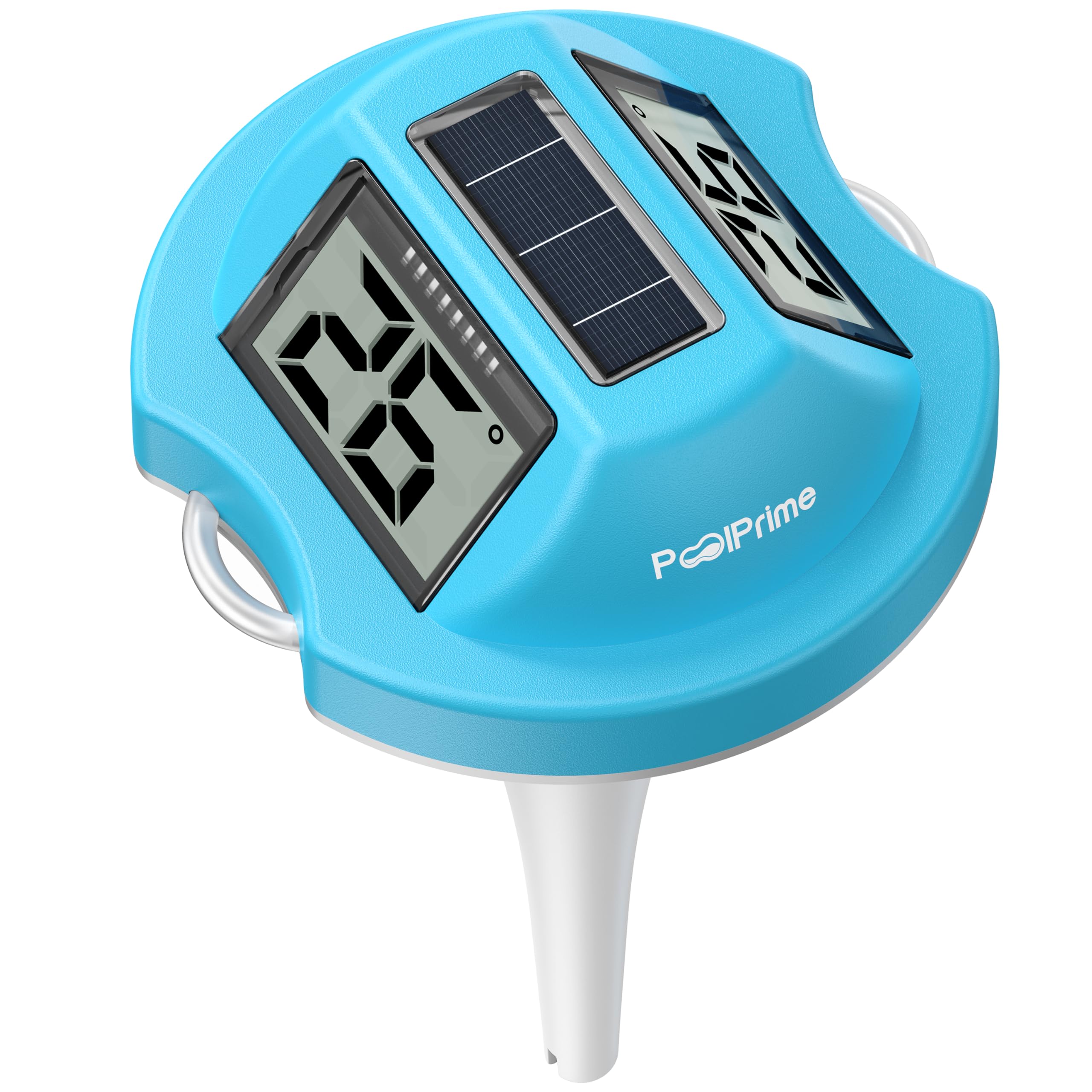 PoolPrime Solar Digital Pool Thermometer Dual-Screen Pool Thermometer – Easy-Read, Floating Digital Thermometer, IPX7 Waterproof for Hot Tubs, Cold Tubs & Swimming Pools (Blue)