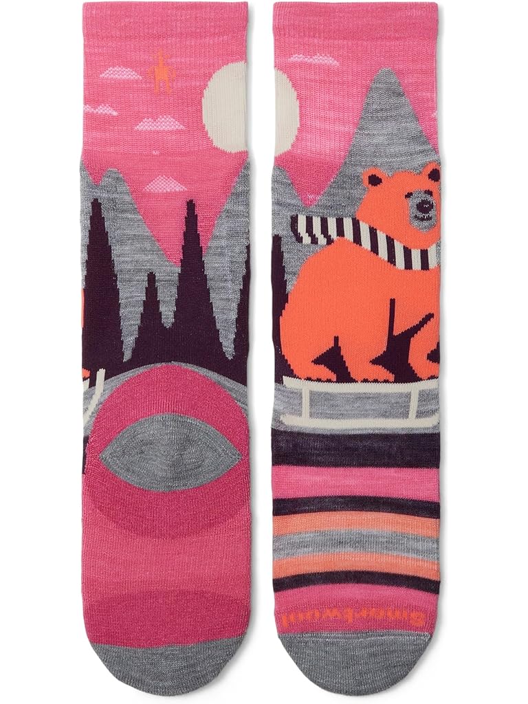 Red Smartwool Kids' Ski Light Cushion Sleigh Bear Over The Calf Socks (Toddler/Little Kid/Big Kid)