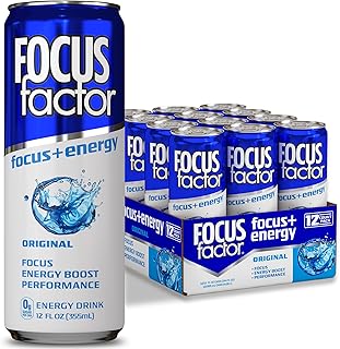 Focus Factor Energy Drink - 12 x 355ml Cans (Original Flavor) - with Focus + Energy - Lightly Carbonated, Sugar Free, Low ...