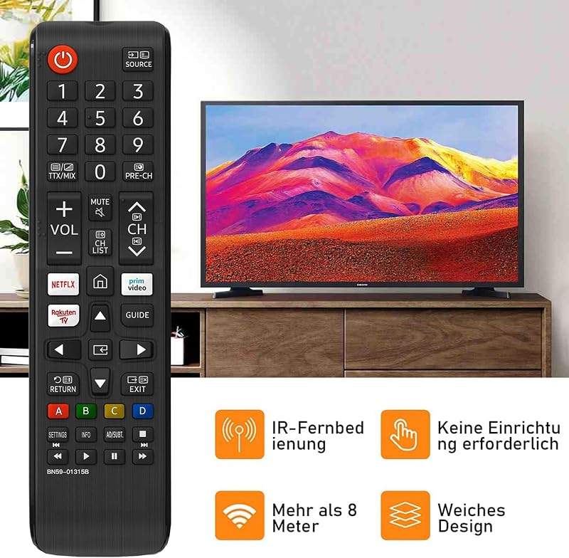 FOXRMT BN59-01315B Univerzális Távirányító Samsung Smart TV-hez - 4K/QLED/UHD Kompatibilis, Programozás Nélküli Csere, Netflix Gyorsgombbal