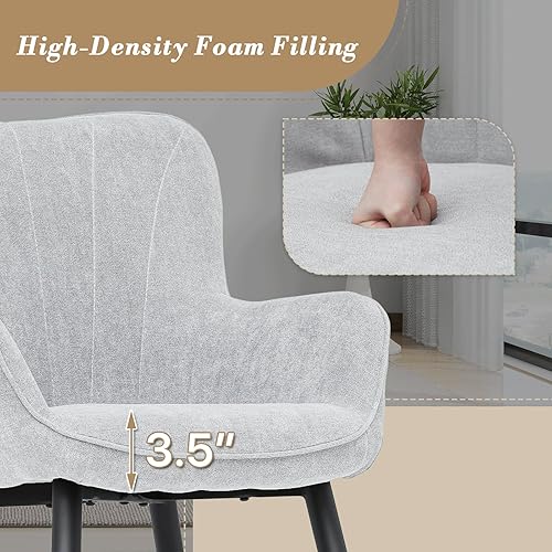 Miniatura 5 de Athena Collection Wingback - Juego de 2 sillas decorativas para sala de estar, sillas de lectura tapizadas de tela de lino para adultos, cómodo