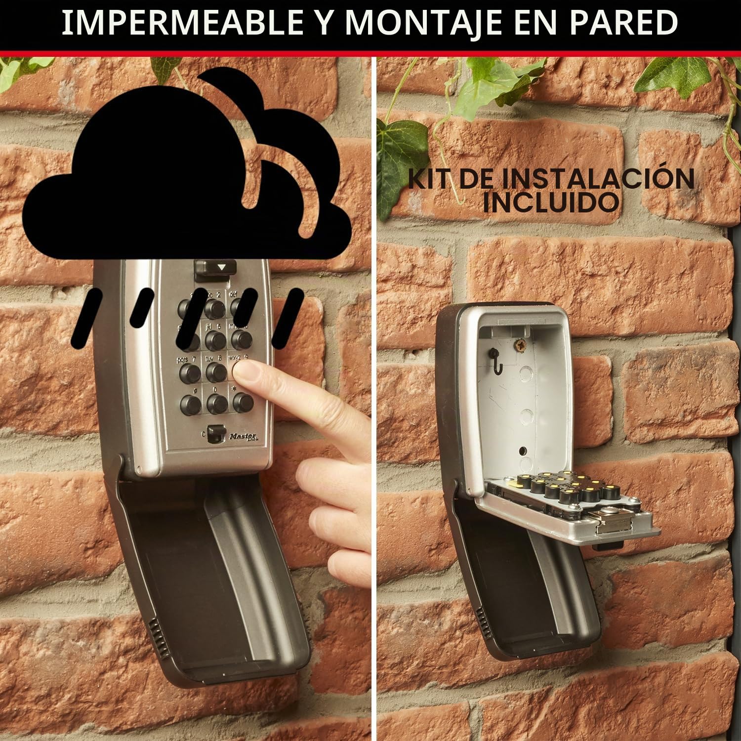 Master Lock Caja fuerte para llaves [Medium] [Montaje mural] [Pulsador]- 5423EURD - Caja de seguridad
