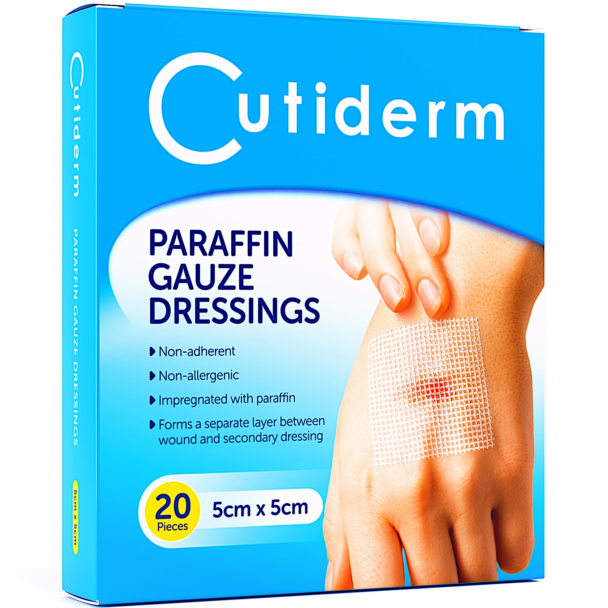 Cutiderm Apósitos De Gasa De Parafina 5cm x 5cm Paquete de 20 unidades