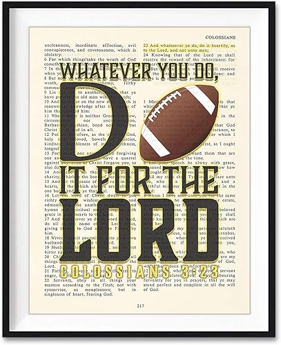 Fútbol - Whatever You Do, Do It For the Lord - Colosenses 323 - Impresión de arte de pared con versículo bíblico vintage, sin marco, obras de arte