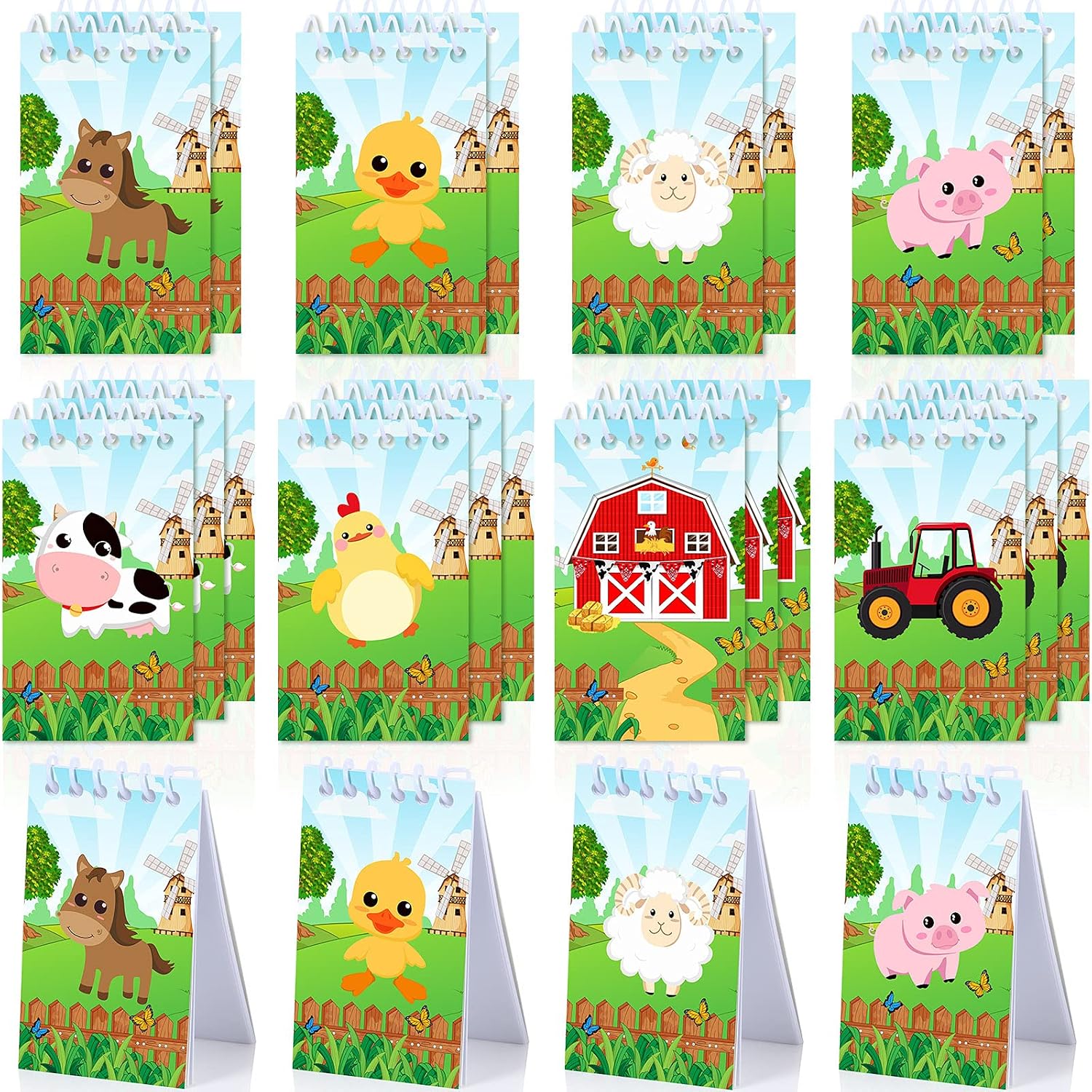 Clabby 24Pcs Farm Animal Mini Notepad Farm Animal Party Favor, Cute Style image 2