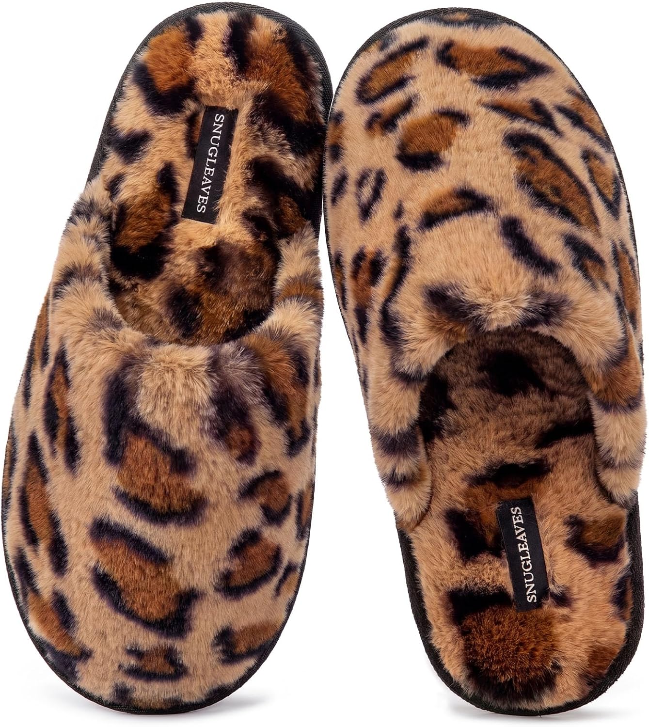 Snug Leaves Women's Fuzzy Slippers Memory Foam Indoor House Faux Fur Lined