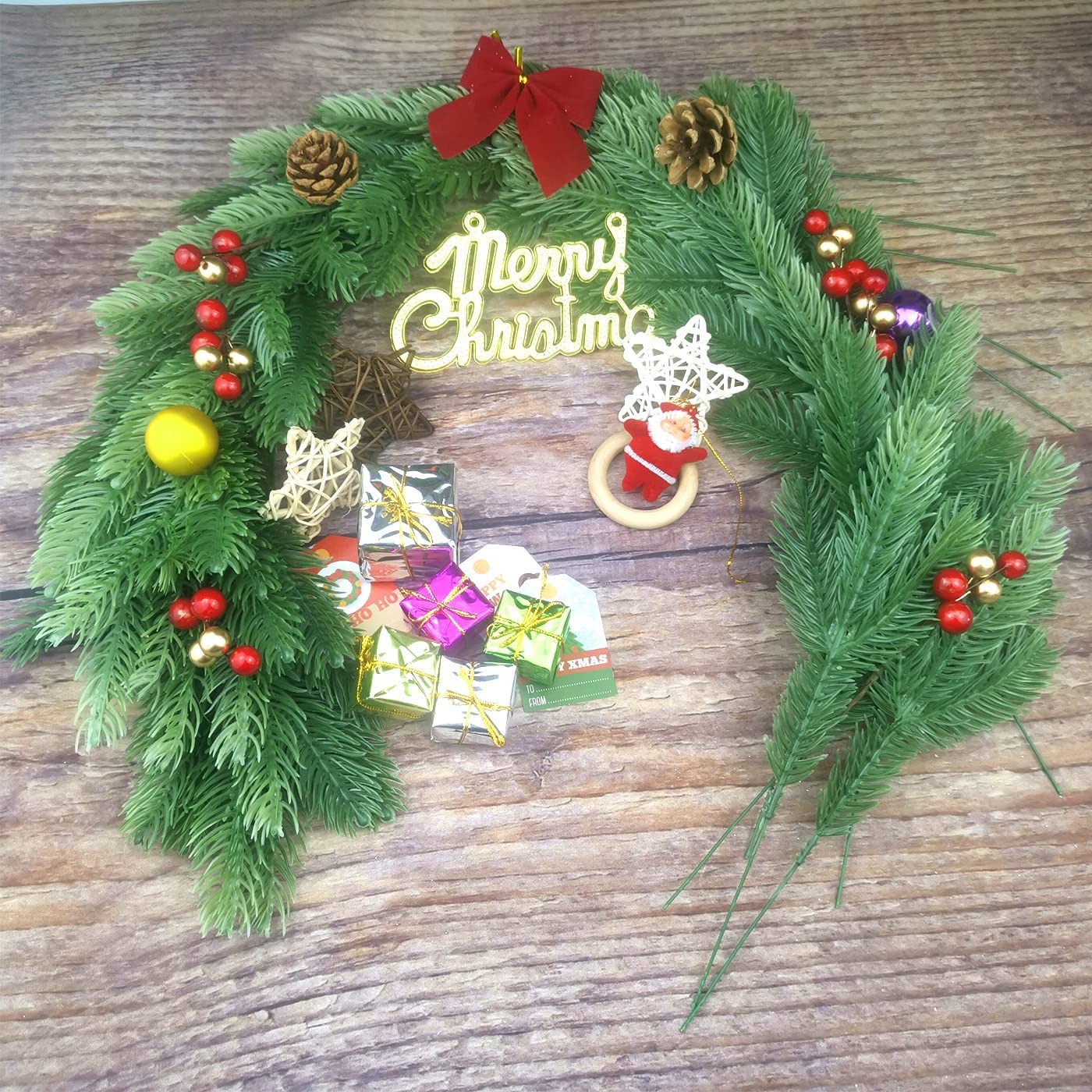 36 Pezzi Rami Di Pino Artificiali Con Bacche - Decorazioni Natalizie Per Ghirlande, Fai Da Te, Artigianato - Foto 2