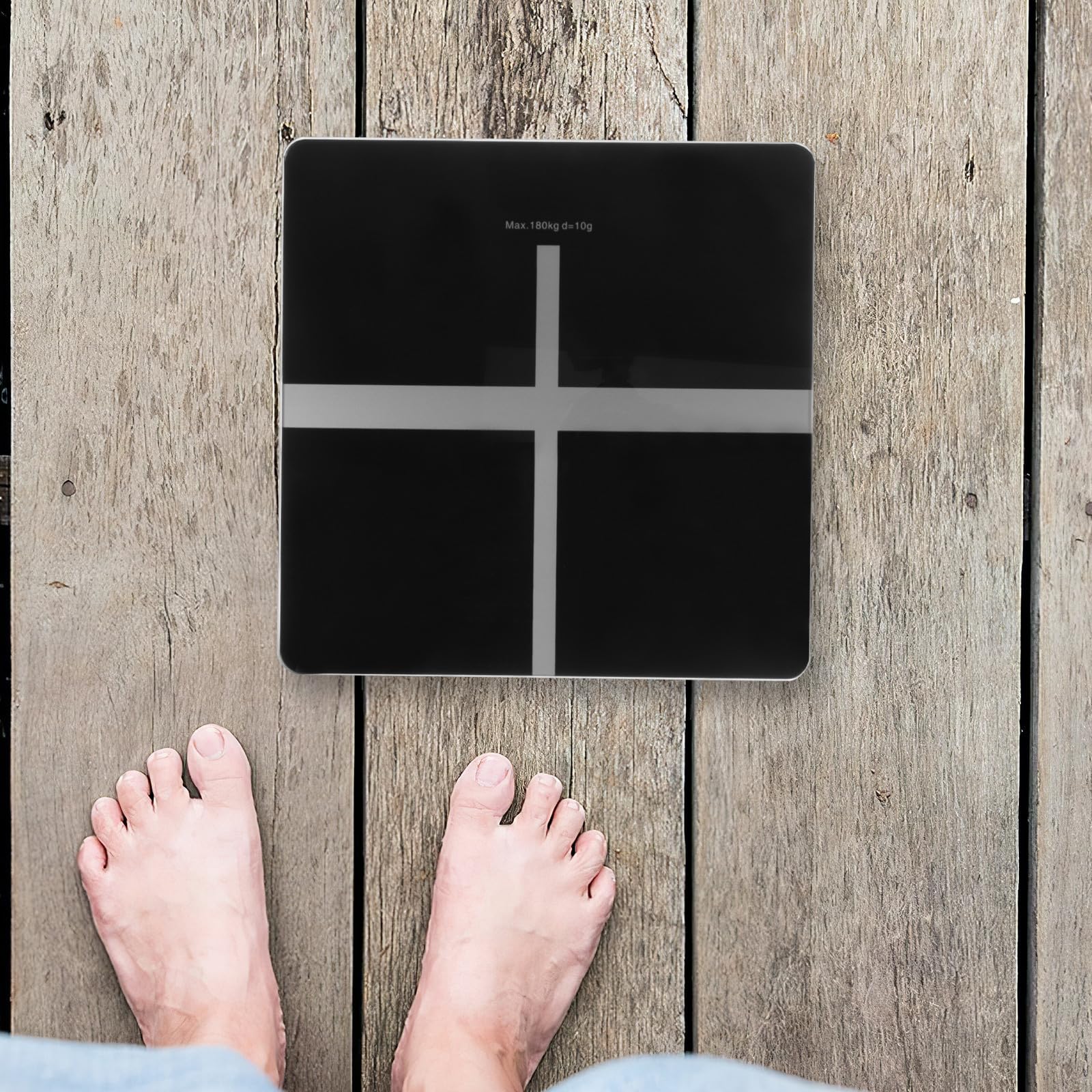 DECHOUS Báscula Digital de Peso Corporal Carga Usb, Superficie de Vidrio Negro, Capacidad de Carga Alta, Diseño Simple y Elegante para Uso Doméstico