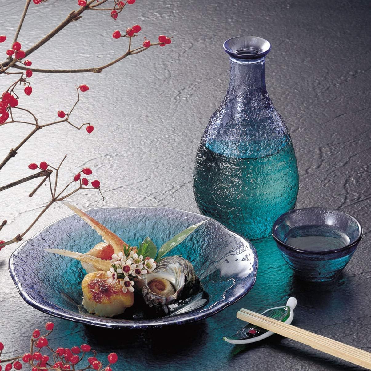 Toyo Sasaki Glass WA54CB/EG Cold Sake Glass, Coral Sea, Sango Umi, Gui Cup, Made in Japan, Sold by Case, Green, Approx. 1.4 fl oz (40 ml), Pack of 120