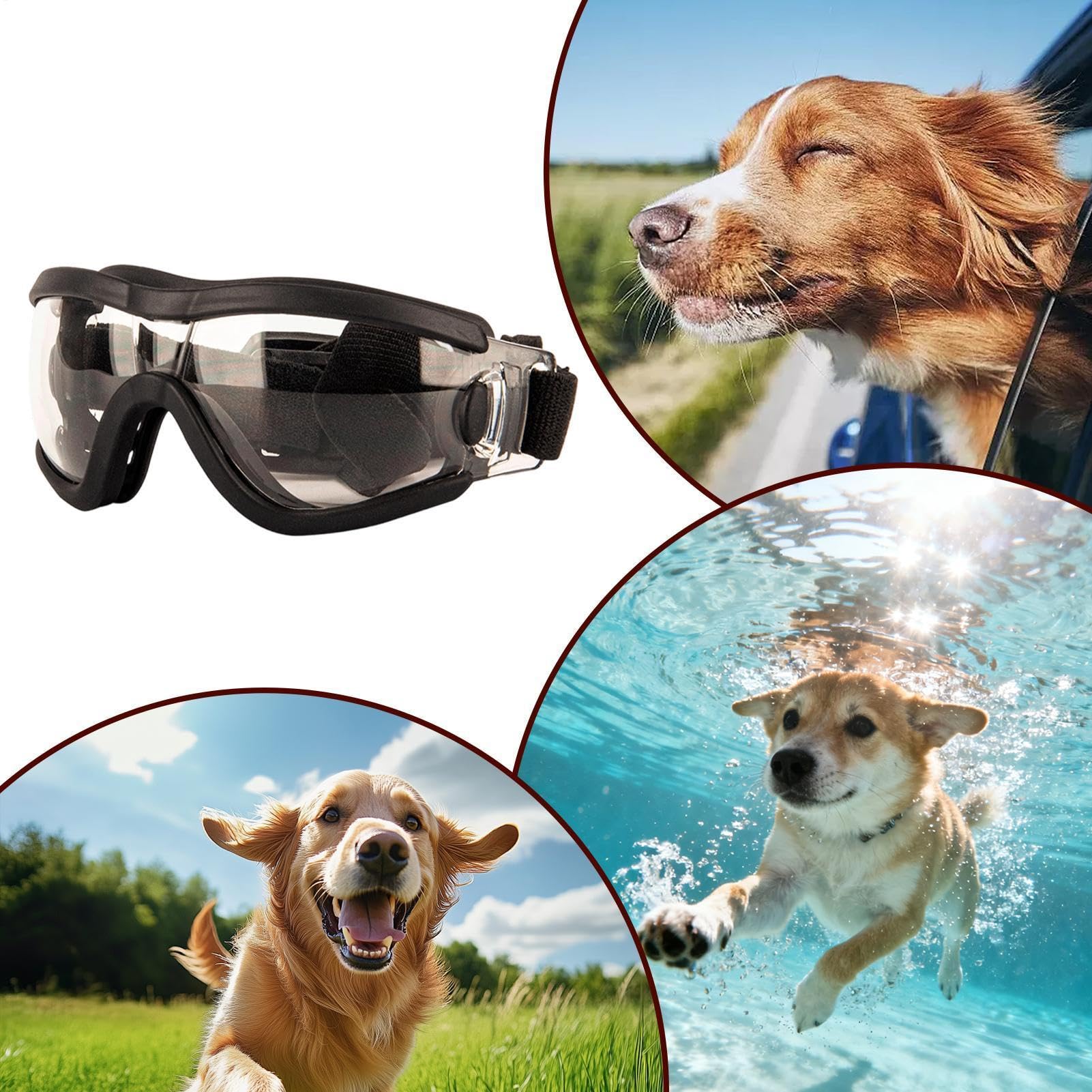 Okulary dla psa, wiatroszczelne ochronne okulary dla zwierząt - Okulary przeciwsłoneczne dla dużych ras psów - do jazdy konnej, jazdy samochodem, lata, wędrówek, plaży, średniej lub dużej wielkości
