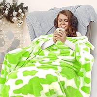 Vista 98 de Fleece Blanket King Size - Oversized Soft Plush Cow Print Throw, Full Size Blankets for Bed & Couch - Lightweight Cute Country Home Decor