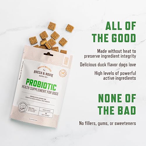 Miniatura 5 de Rocco & Roxie - Probióticos para perros, apoyan la salud intestinal y digestiva, antidiarrea, estreñimiento y alivio de gases, alergias y picazón en