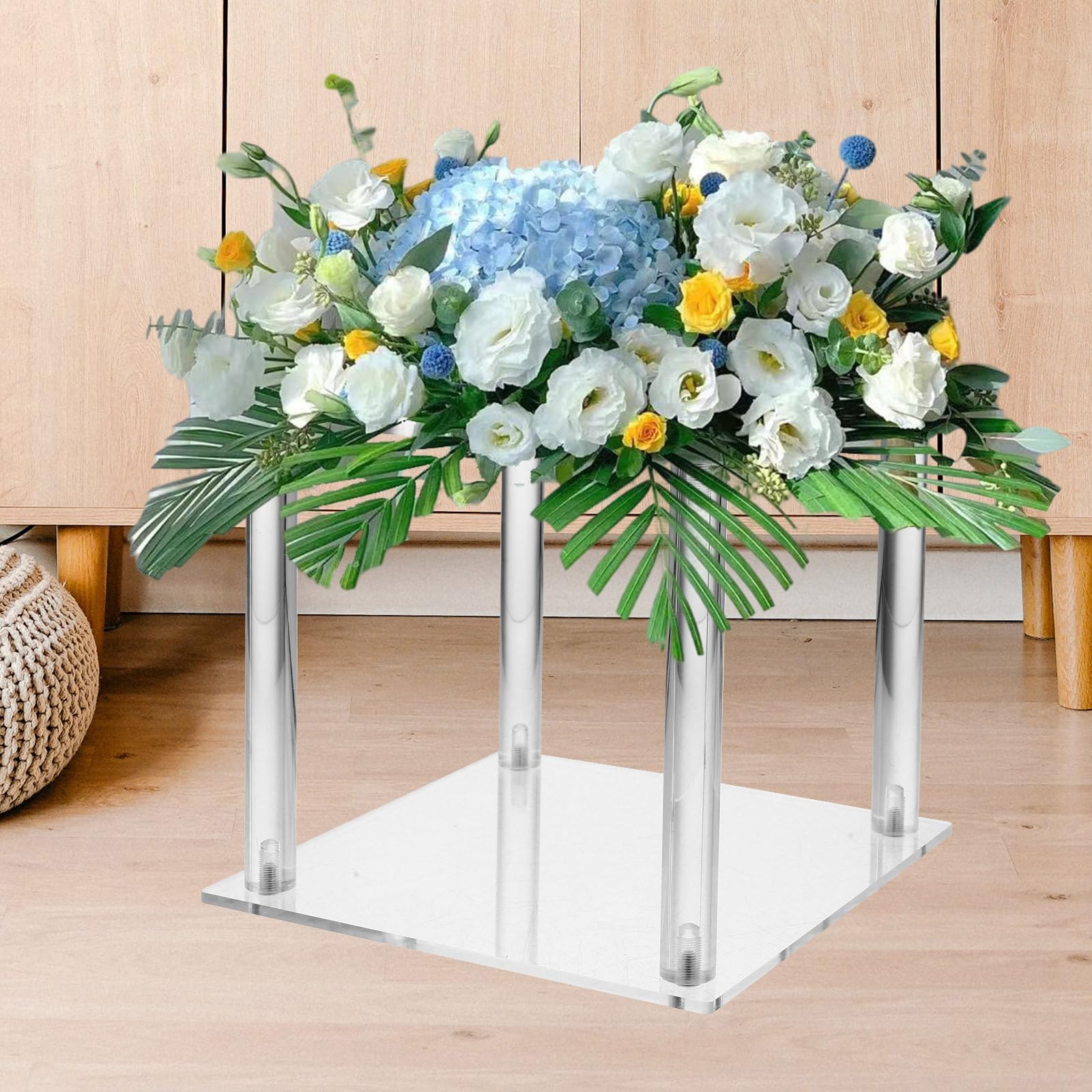 Acryl Blumenständer Quadratischer Transparenter Ständer 20X20X20cm Geeignet für Hochzeitsdekorationen und Blumendekorationsbasis für Desserttische