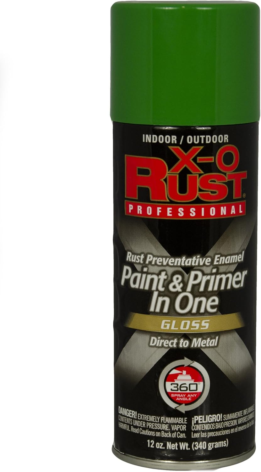 General Paint & Manufacturing XOP-7 X-O Rust Professional Rust Preventative Paint and Primer in One Spray with 360-Degree Spray Tip, Medium Green
