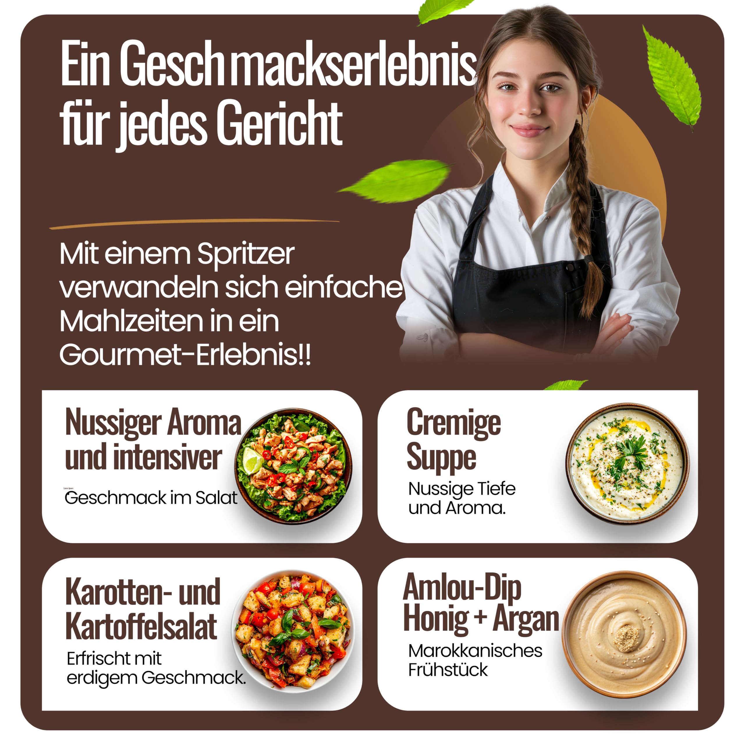 Arganhaus Arganöl für die Küche – 100% reines, geröstetes Arganöl aus Marokko, nussiges Aroma, kaltgepresst, ideal für Salate & Rohkost, nicht erhitzen, Bio-Qualität, natürlich & aromatisch