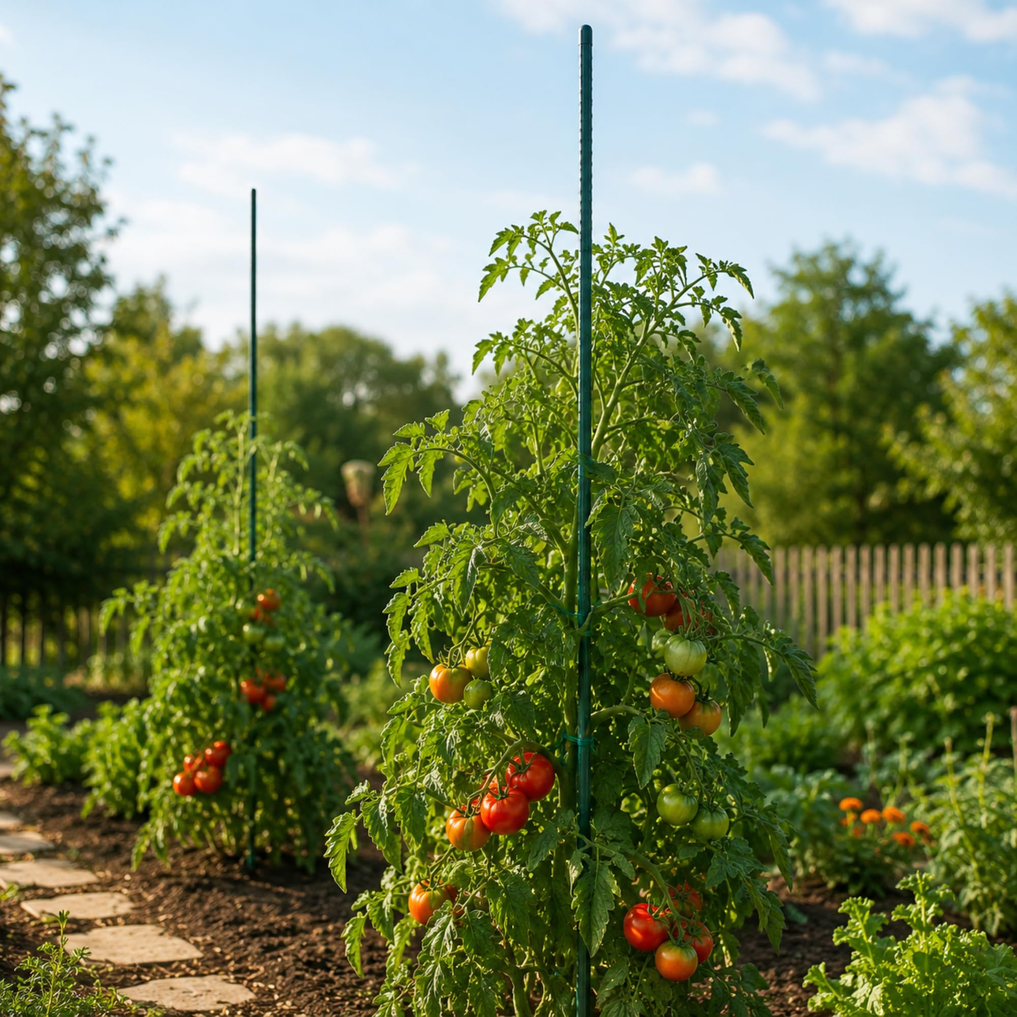 KADAX Lot de 15 Tuteurs Tomate et Plantes – Acier Plastifié 150 cm × Ø 11 mm – Tuteur Jardin Potager pour Tomates, Framboisiers et Plantes Grimpantes, Résistants aux Intempéries