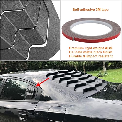 Miniatura 5 de Bonbo Persianas laterales de ventilación de aire, persianas de plástico ABS para Dodge Charger 2011-2023 en GT Lambo Style Custom Fit (negro mate)