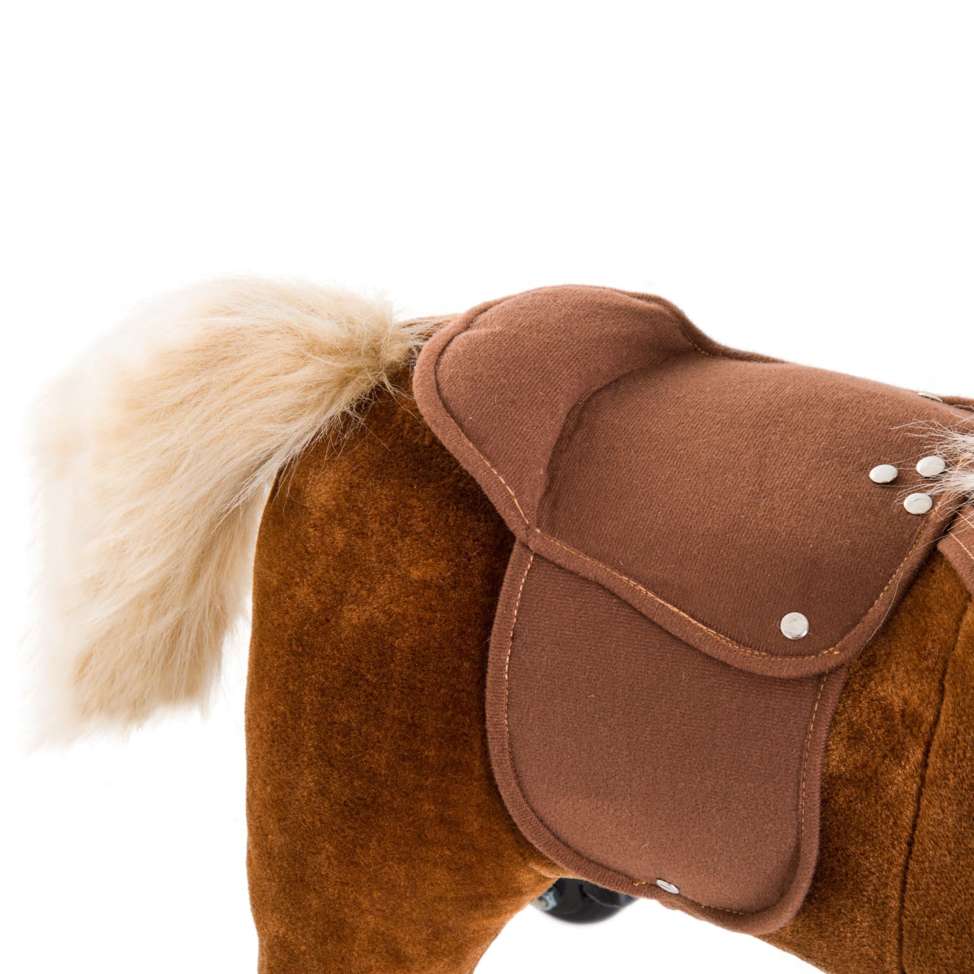 HOMCOM Caballito para Bebes de +2 Años Caballo con Ruedas Sonidos de Relincho Palos y Pedales Carga 60 kg 55x23x60 cm Marrón