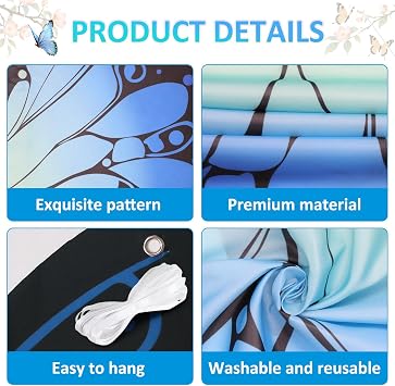Butterfly Wings VBS Backdrop Decorations Blue and Green Monarch Butterfly Photograph Background Hanging Banner Birthday Party Decor Supplies Photo Prop for Girls Women Booth Wall